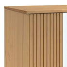 Houten kast met massief grenenhout en groot vak met houten poten - Kledingkasten