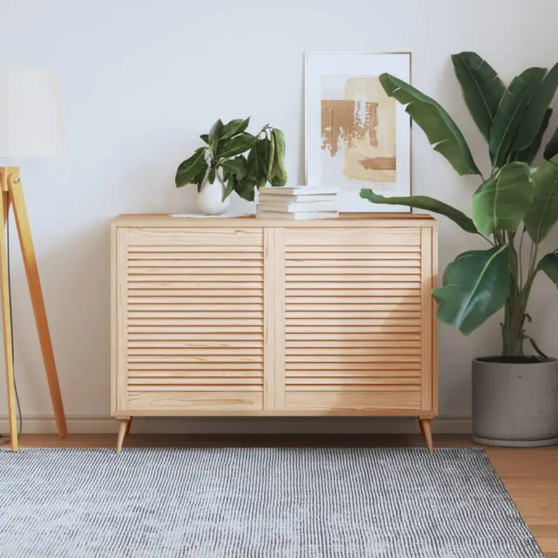 Houten kastdeuren van massief grenenhout met lamellen voor luchtcirculatie - Naturel / 69 x 59.4 cm / 2 - Kastdeuren