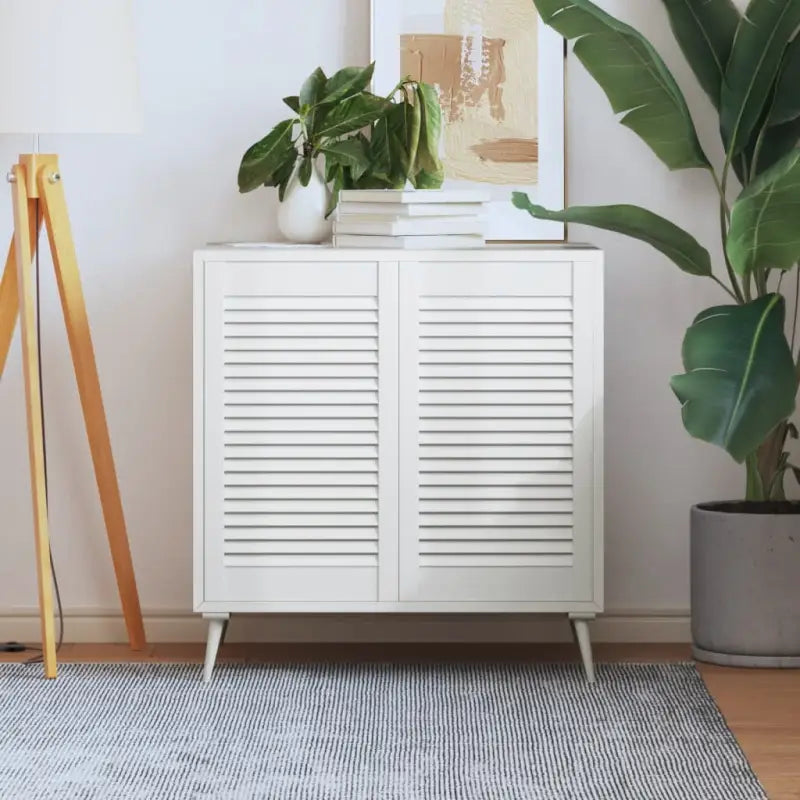 Houten kastdeuren van massief grenenhout met lamellen voor luchtcirculatie - Wit / 69 x 39.4 cm / 2 - Kastdeuren