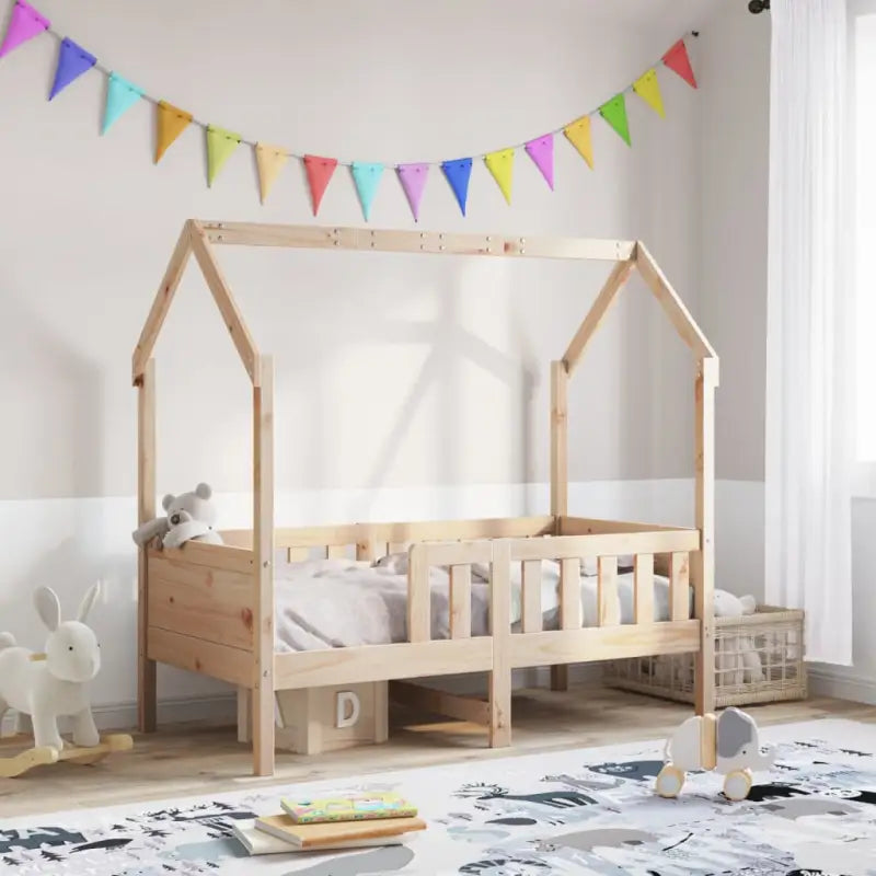 Houten kinderbedframe met open dakstructuur en massief grenenhout - Bruin / 70 x 140 cm - Bedden & bedframes