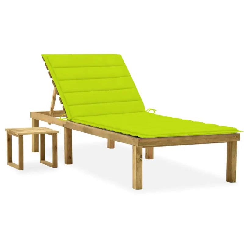 Houten Loungebed met Kussen en Tafeltje voor Buiten - Heldergroen / 1 - Ligstoelen