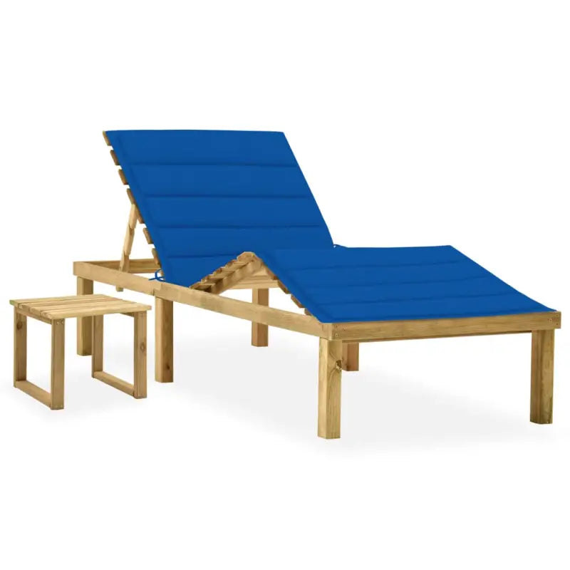 Houten loungebed met kussen en tafeltje voor een rustieke buitenruimte - koningsblauw / 1 - Ligstoelen