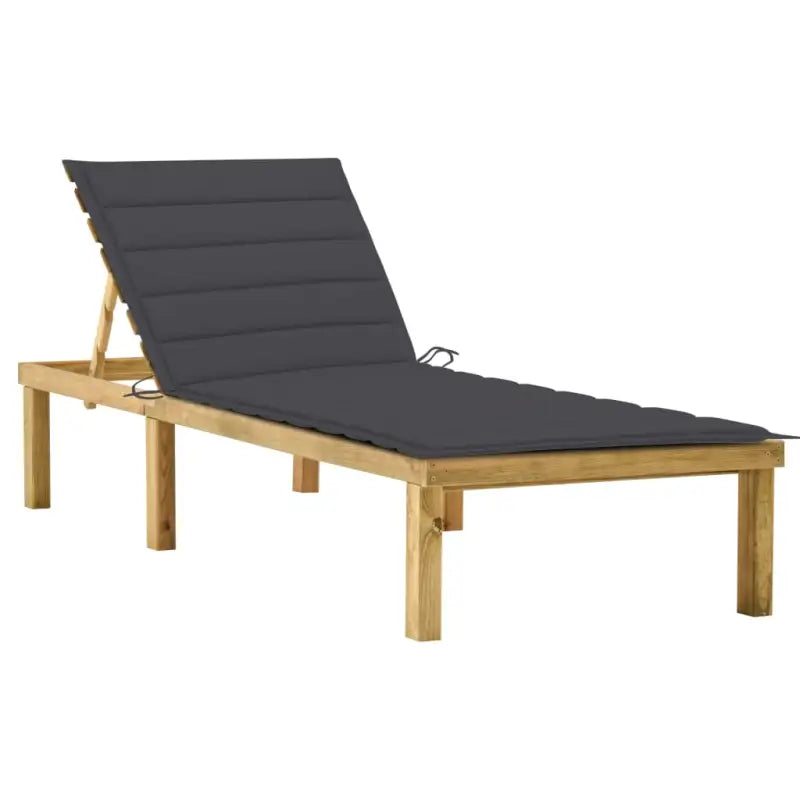 Houten loungebed met kussen voor buiten met rustieke charme - Antraciet / 1 - Ligstoelen