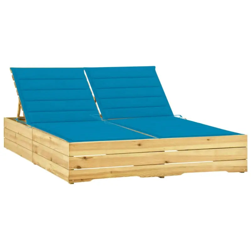 Houten loungebed met kussens voor buiten in rustieke stijl - Blauw / 1 - Ligstoelen