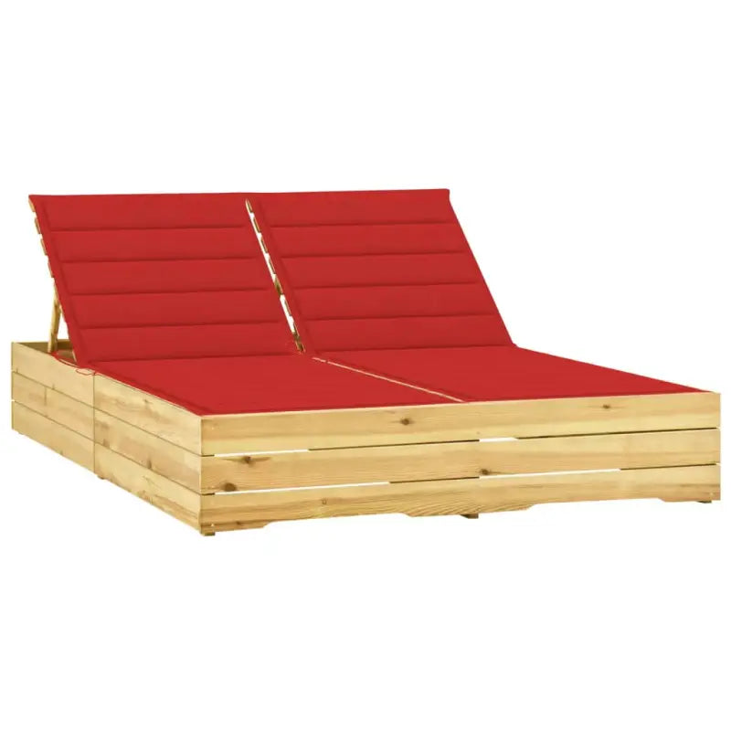 Houten loungebed met kussens voor buiten in rustieke stijl - Rood / 1 - Ligstoelen