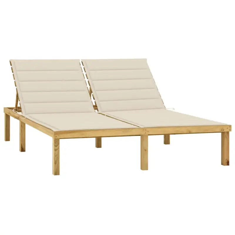 Houten loungebed met kussens voor buiten met rustieke charme - Crème / 1 - Ligstoelen