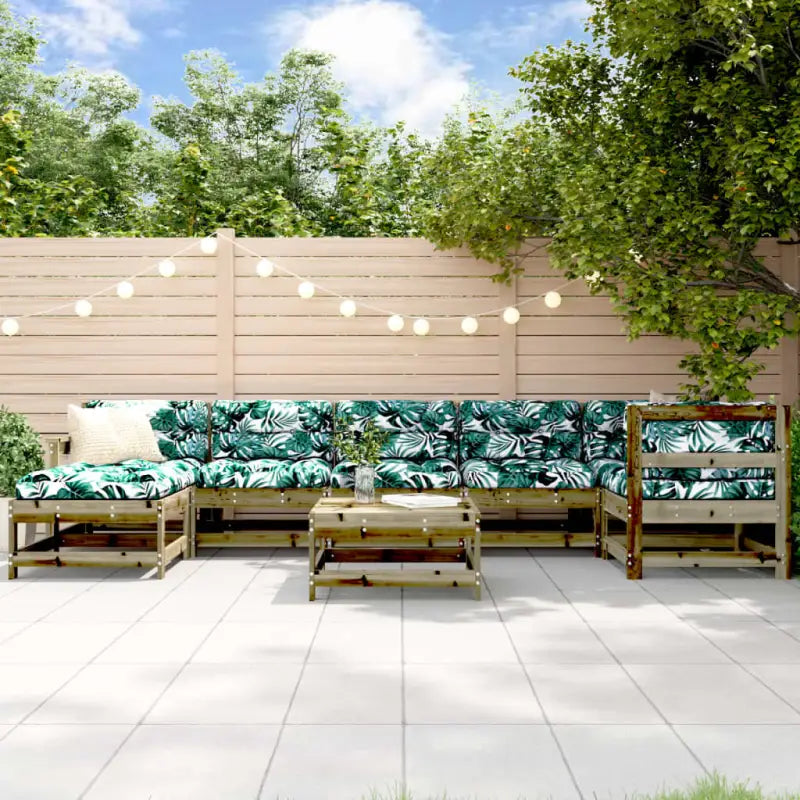 Houten loungeset van massief grenenhout met voetenbank en salontafel - Bruin - Tuinsets