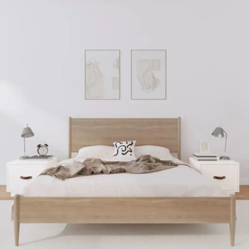 Houten nachtkastjes van massief grenenhout voor een elegant interieur - Wit / 2 - Nachtkastjes