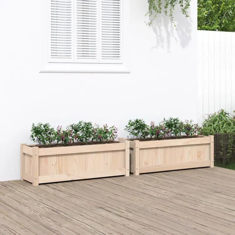 Houten plantenbak van geïmpregneerd grenenhout voor tuin en balkon - Natuurlijk grenenhout / 2 - Bloempotten &