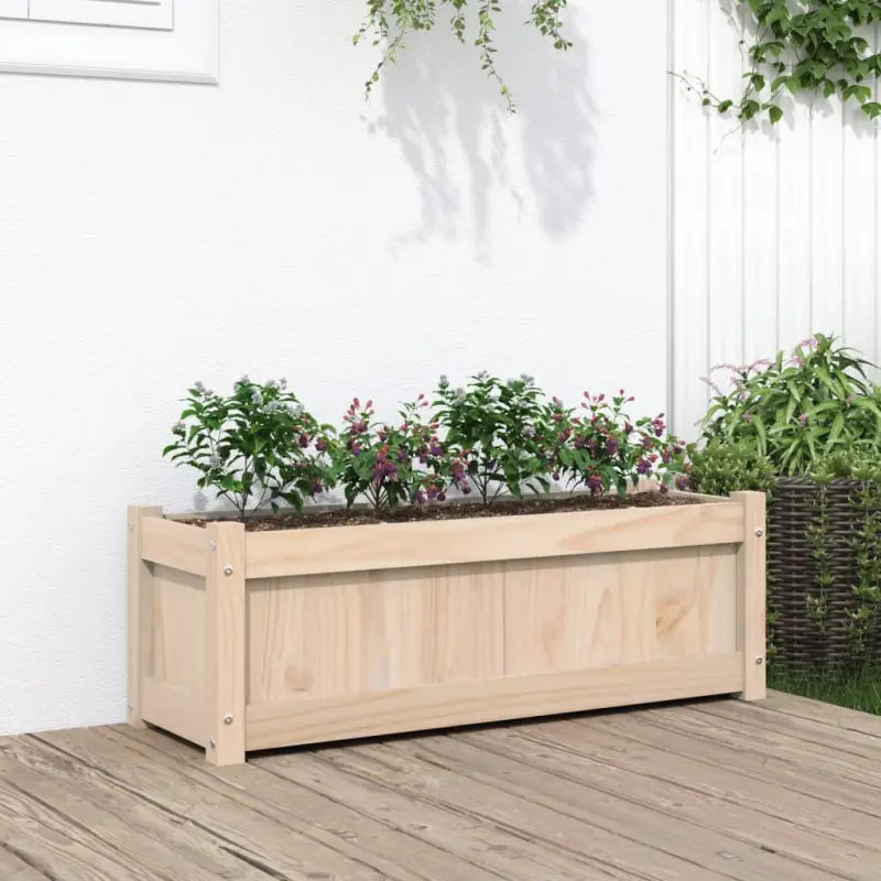 Houten plantenbak van geïmpregneerd grenenhout voor tuin en balkon - Natuurlijk grenenhout / 1 - Bloempotten &