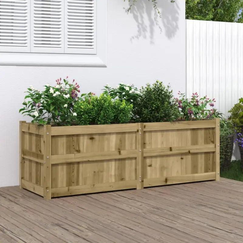 Houten plantenbak van geïmpregneerd grenenhout voor tuin en terras - Naturel geïmpregneerd / 1 - Bloempotten &