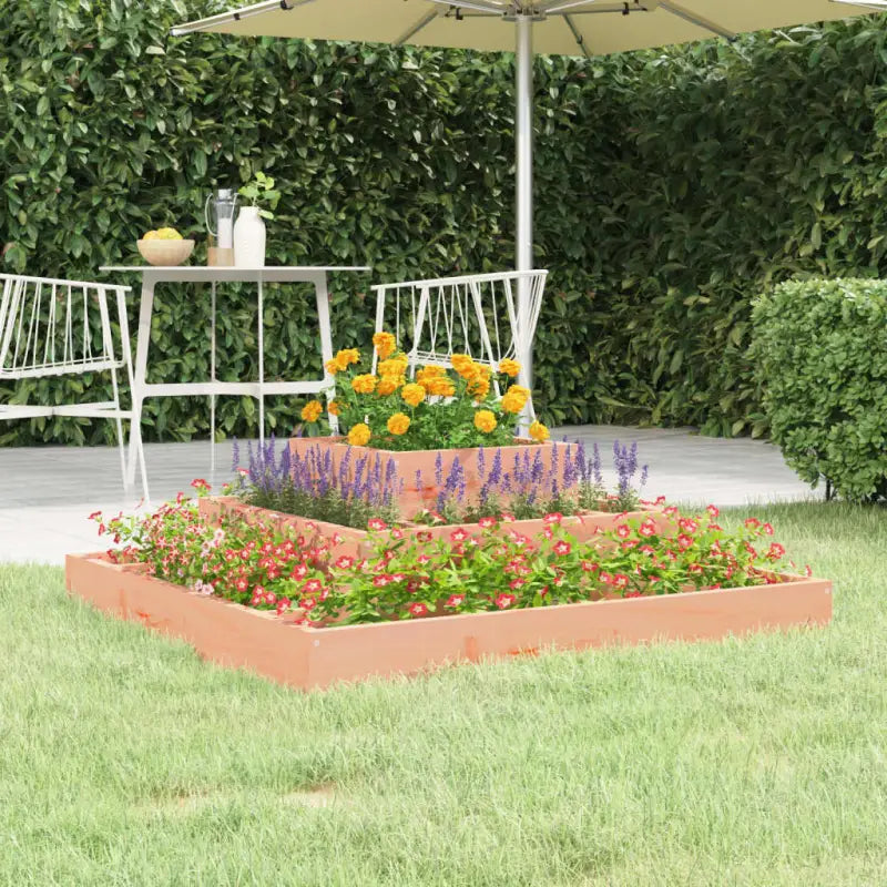 Houten plantenbak van massief grenenhout voor bloemen en planten - Natuurlijk douglashout / 80 x 80 x 27 cm / 1