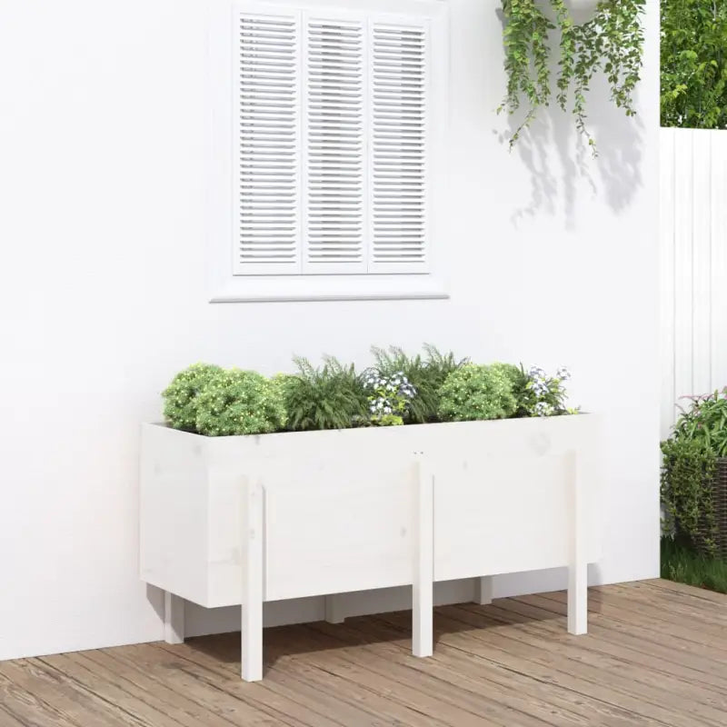 Houten plantenbak van massief grenenhout voor tuin en balkon - Wit grenenhout / 121 x 50 x 57 cm / 1 - Bloempotten &