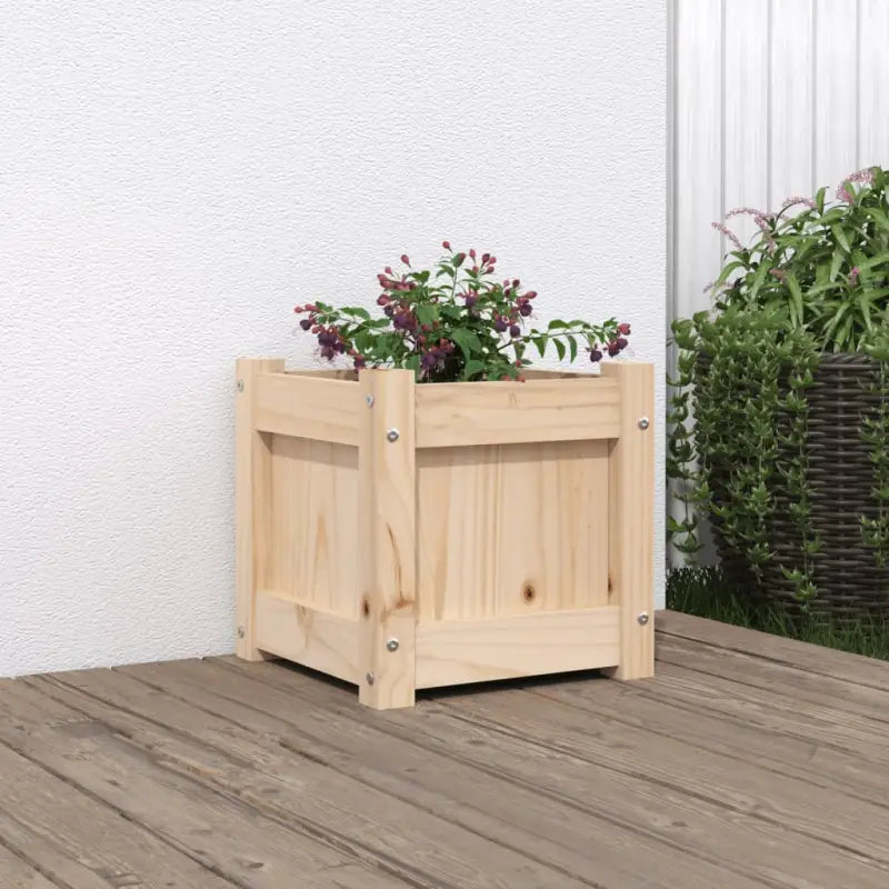 Houten plantenbakken van geïmpregneerd grenenhout voor tuin en balkon - Natuurlijk grenenhout / 1 - Bloempotten &