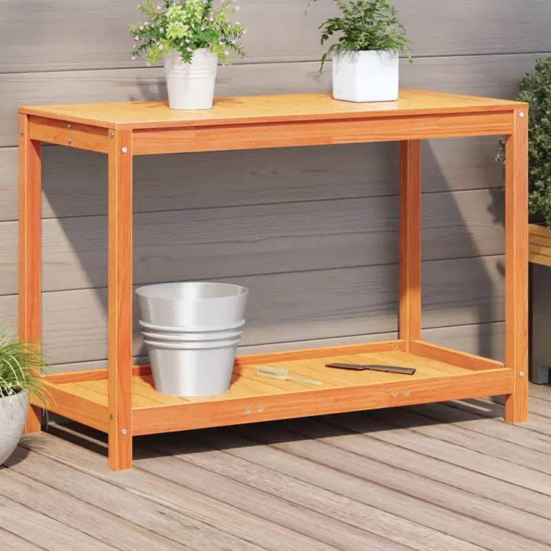 Houten plantenstandaard van massief grenenhout voor binnen en buiten - Wasbruin / 108 x 50 x 75 cm / 1