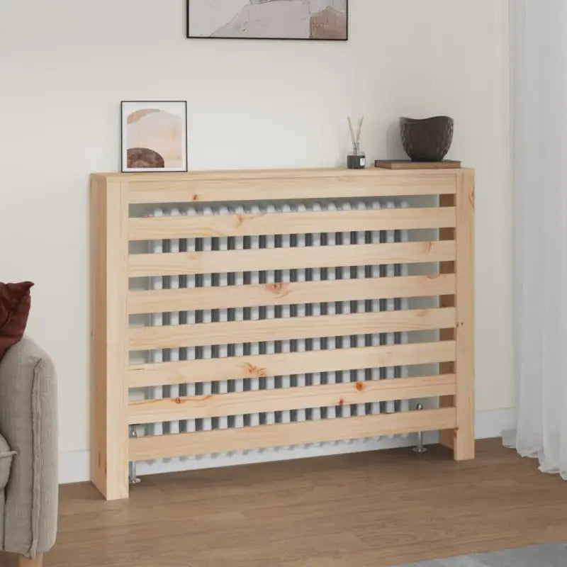 Houten radiatorombouw van massief grenenhout voor decoratie en extra plankruimte - Naturel / 108.5 x 19 x 84 cm / 1