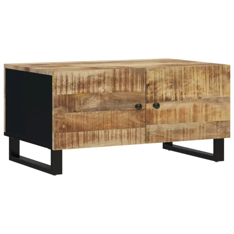 Houten salontafel van massief mangohout met bewerkt hout uitstraling - Salontafels