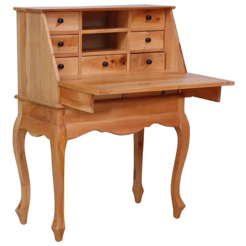Houten secretaire in vintage stijl met massief mahoniehout en open vakken - Lichthout - Bureaus