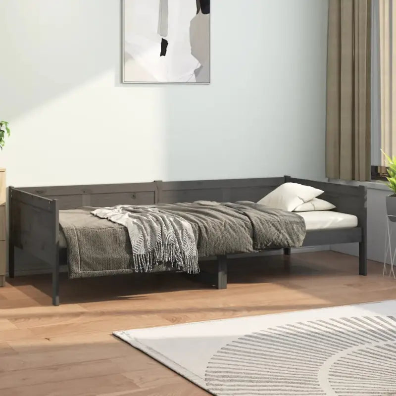 Houten slaapbank van massief Grenenhout voor overdag sofa en nachtrust - Grijs / 90 x 190 cm - Bedden & bedframes