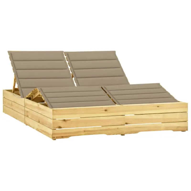 Houten tuinbed met kussens voor rustieke buitenstijl - Beige / 1 - Ligstoelen