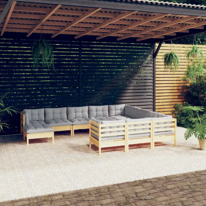 Houten tuinmeubelset met massief grenenhout en comfortabele rug en zijkussen - Tuinsets