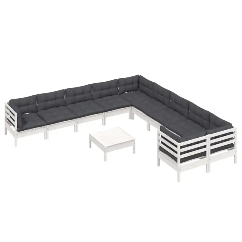 Houten tuinset van massief grenenhout met voetenbank en rugkussens - Tuinsets