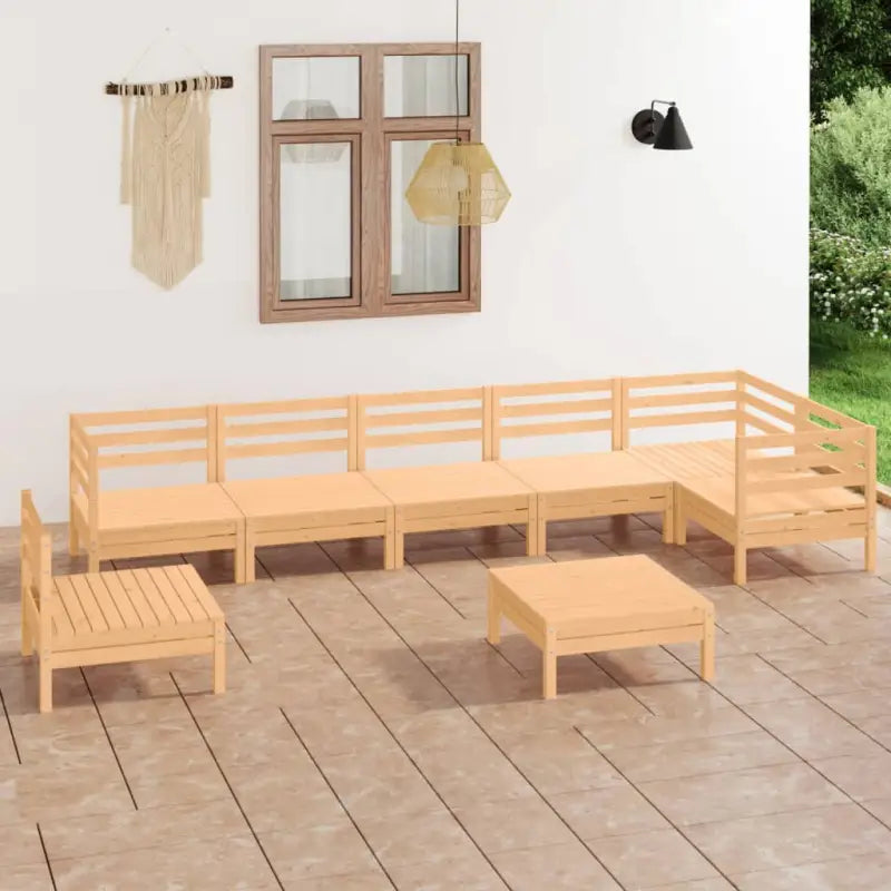 Houten tuinset van massief grenenhout met voetenbank en tafel - Bruin - Tuinsets