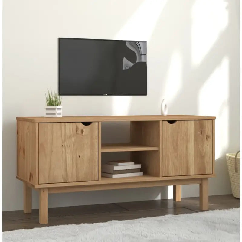 Houten TV-meubel in Scandinavisch design van massief grenenhout - Bruin / 1 - Tv-meubels