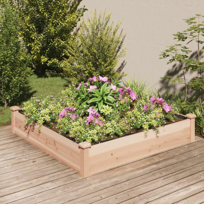 Houten verhoogd plantenbak van massief vurenhout met open bodem - Naturel / 120 x 120 x 25 cm / 1 - Bloempotten &