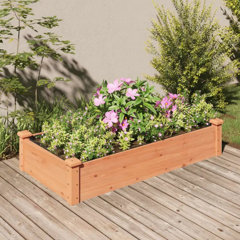 Houten verhoogd plantenbak van massief vurenhout met open bodem - Bruin / 120 x 60 x 25 cm / 1 - Bloempotten &