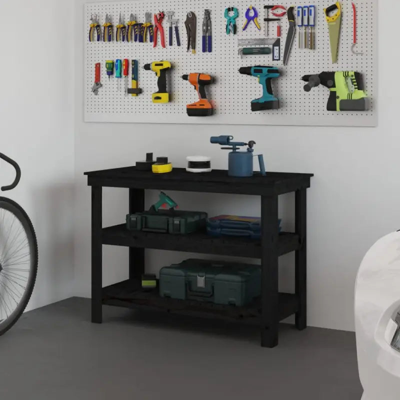 Houten werkbank van massief grenenhout voor een rustieke uitstraling - Zwart / 110.5 x 50 x 80 cm / 1 - Werkbanken