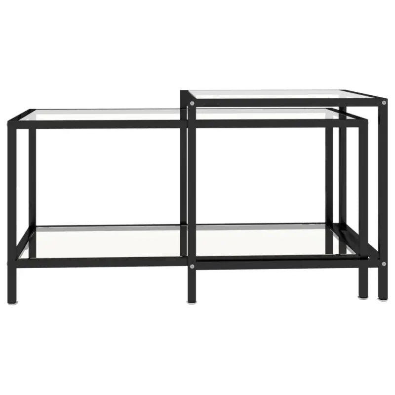 Industriële bijzettafels met gehard glas en gepoedercoat staal - Bijzettafels