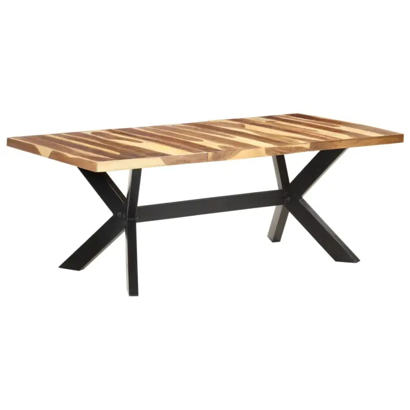 Industriële eettafel van massief acaciahout met honingkleurige afwerking - 200 x 100 x 75 cm / 1 - Eettafels