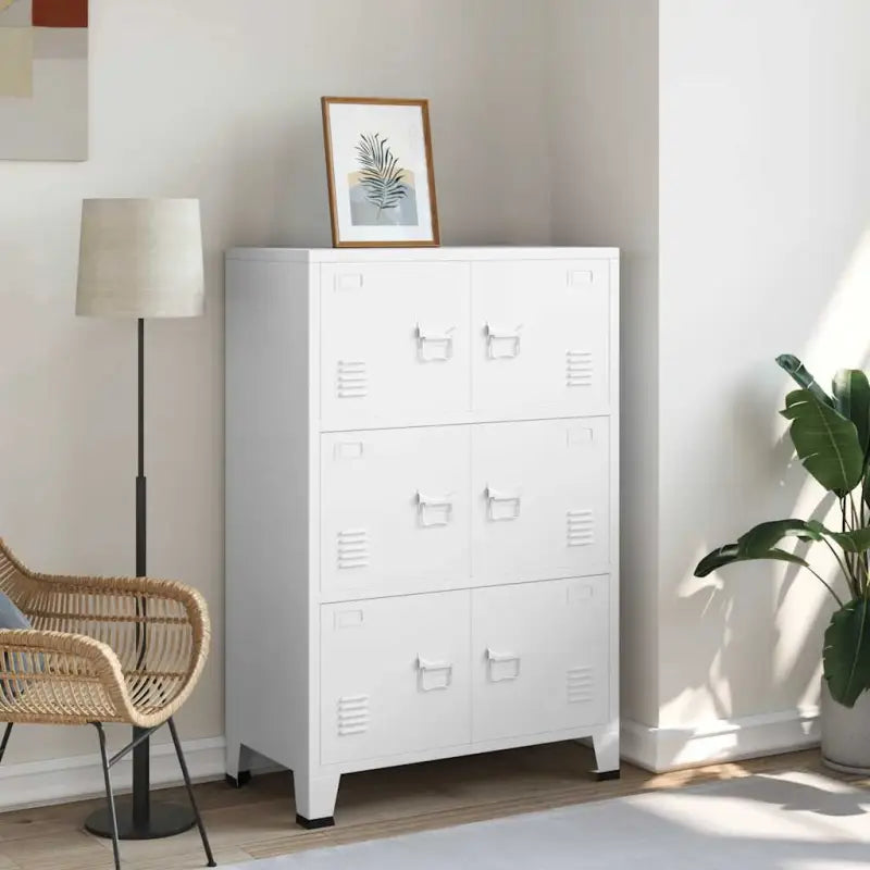 Industriële Metalen Opbergkast met Zes Vakken en Deuren - Wit / 1 / 115 cm - Opbergkisten