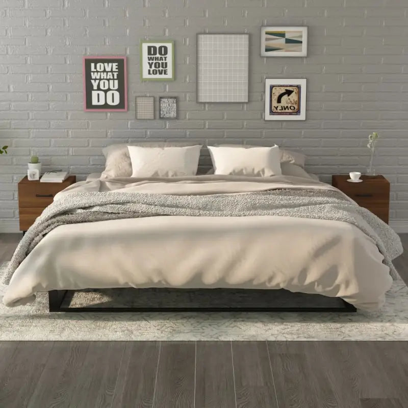 Industriële nachtkastjes van hoogwaardig bewerkt hout - bruin eikenkleur / 2 - Nachtkastjes