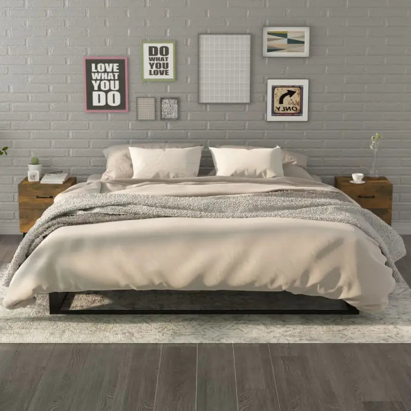 Industriële nachtkastjes van hoogwaardig bewerkt hout - Gerookt eiken / 2 - Nachtkastjes