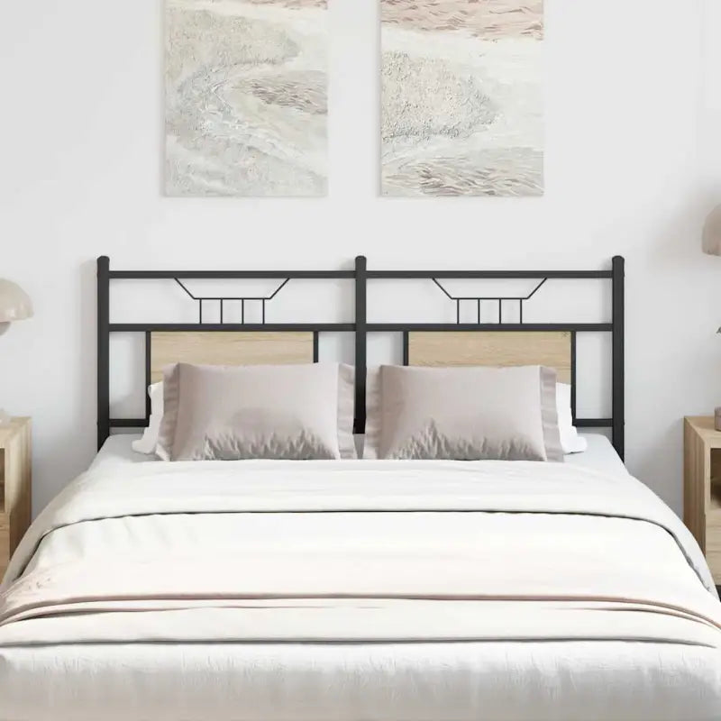 Industriële stijl hoofdbord van bewerkt hout met vierkante buizen - Sonoma eiken / 150 cm / 1 - Hoofdborden