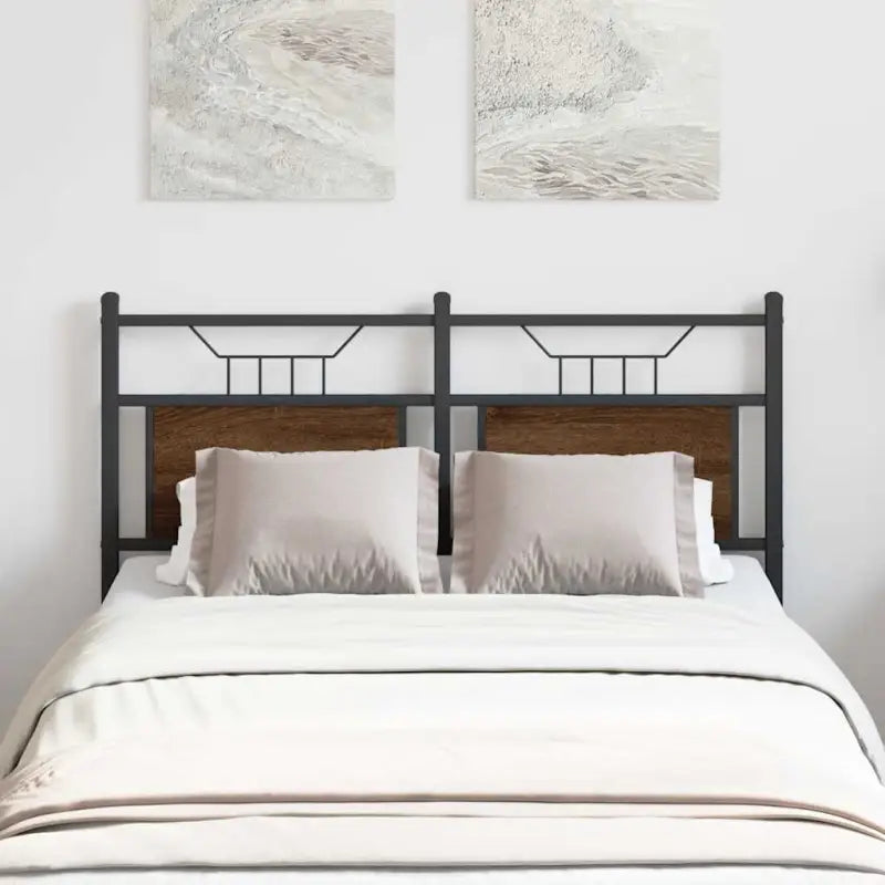 Industriële stijl hoofdbord van bewerkt hout met vierkante buizen - bruin eikenkleur / 120 cm / 1 - Hoofdborden