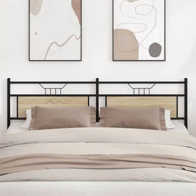 Industriële stijl hoofdbord van bewerkt hout met vierkante buizen - Sonoma eiken / 193 cm / 1 - Hoofdborden