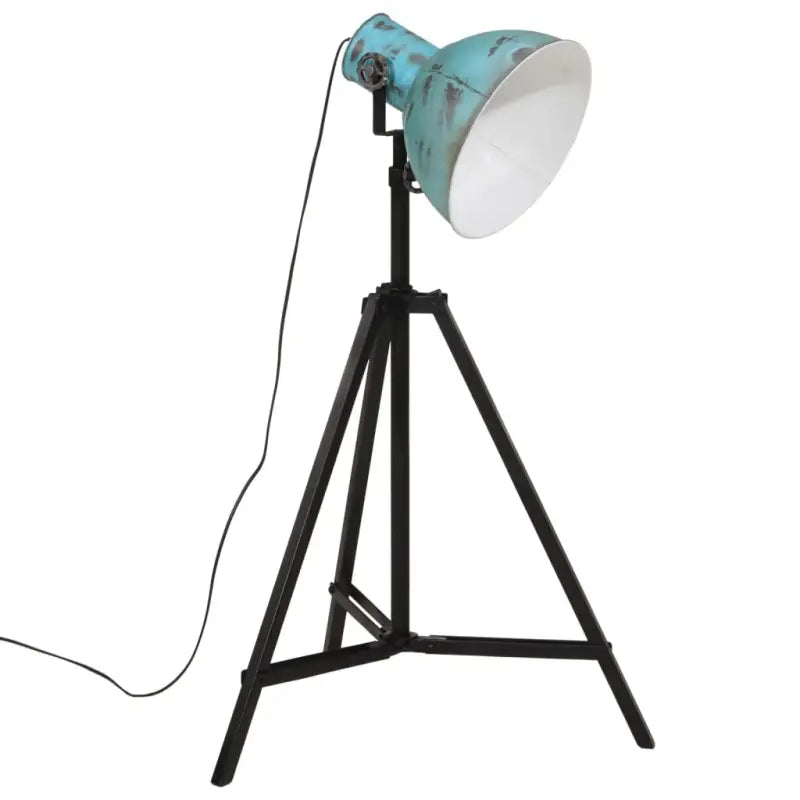 Industriële vloerlamp met verweerd blauw E27 fitting - Lampen