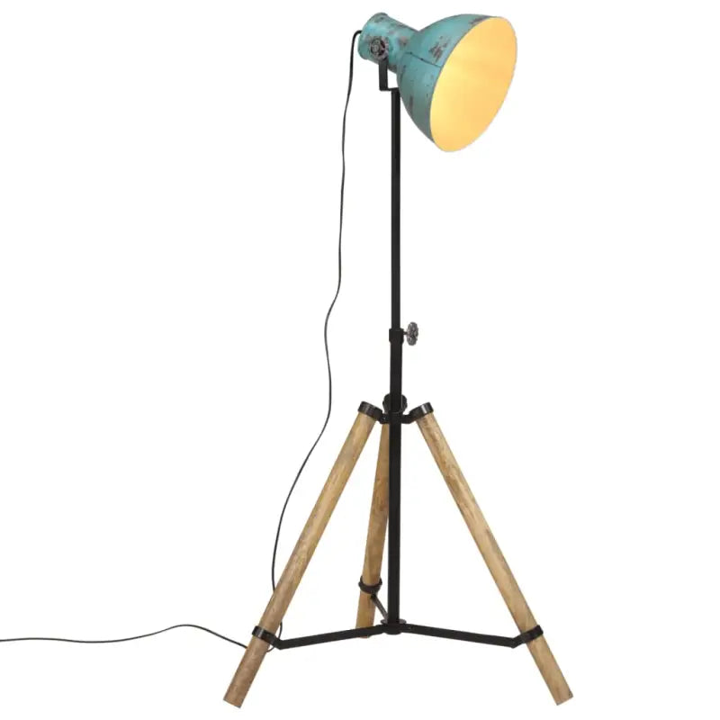 Industriële vloerlamp van massief mangohout met E27 fitting - Blauw / 1 - Lampen