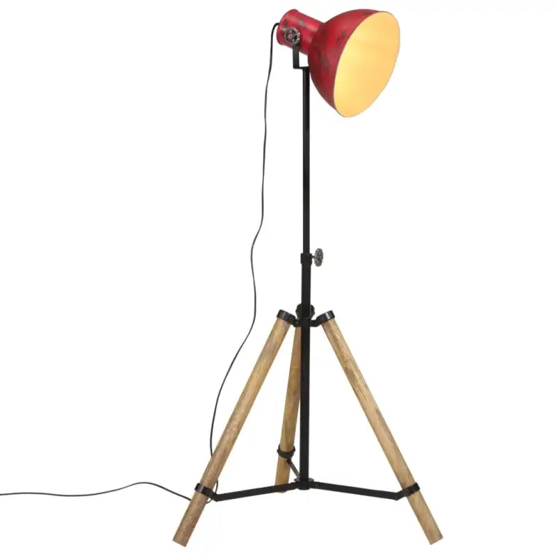 Industriële vloerlamp van massief mangohout met E27 fitting - Rood / 1 - Lampen