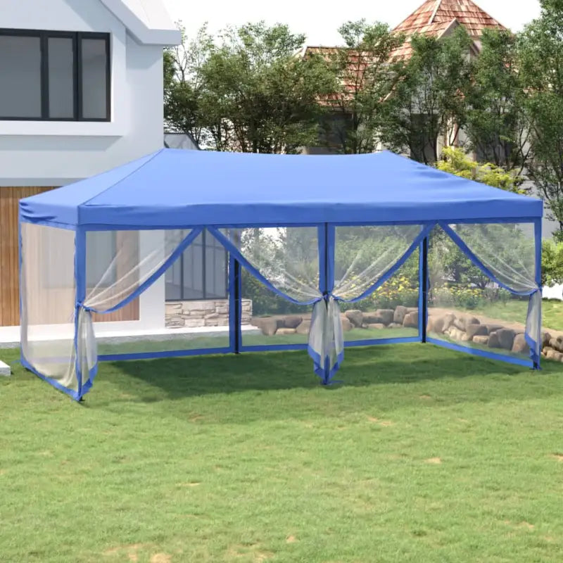 Inklapbare partytent van 210d Oxford stof met zilverkleurige coating - Blauw / 3 x 6 m / 1 - Partytenten & prieëlen