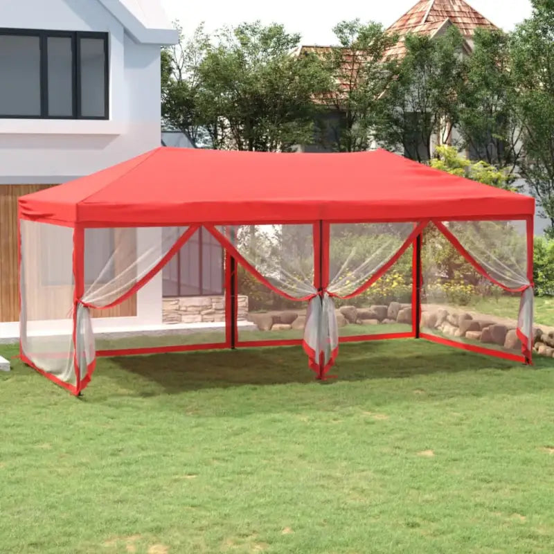 Inklapbare partytent van 210d Oxford stof met zilverkleurige coating - Rood / 3 x 6 m / 1 - Partytenten & prieëlen