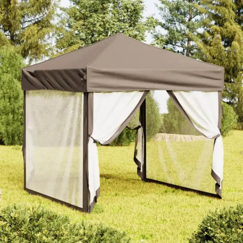 Inklapbare partytent van 210d Oxford stof met zilverkleurige coating - Taupe / 2 x 2 m / 1 - Partytenten & prieëlen