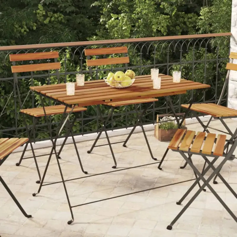 Inklapbare tuintafel van massief acaciahout voor tuin balkon en terras - Zwart / 1 - Tuintafels