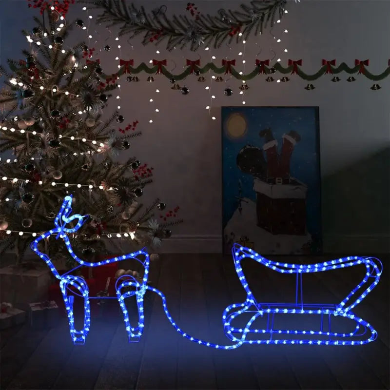 Kerstverlichting Waterdicht IP44 voor een feestelijk huis - Blauw / 1 / Één rendier met een slee - Kerstverlichting