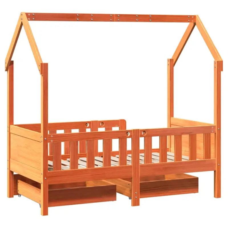 Kinderbed met huisje in massief grenenhout en open dakstructuur - Bedden & bedframes