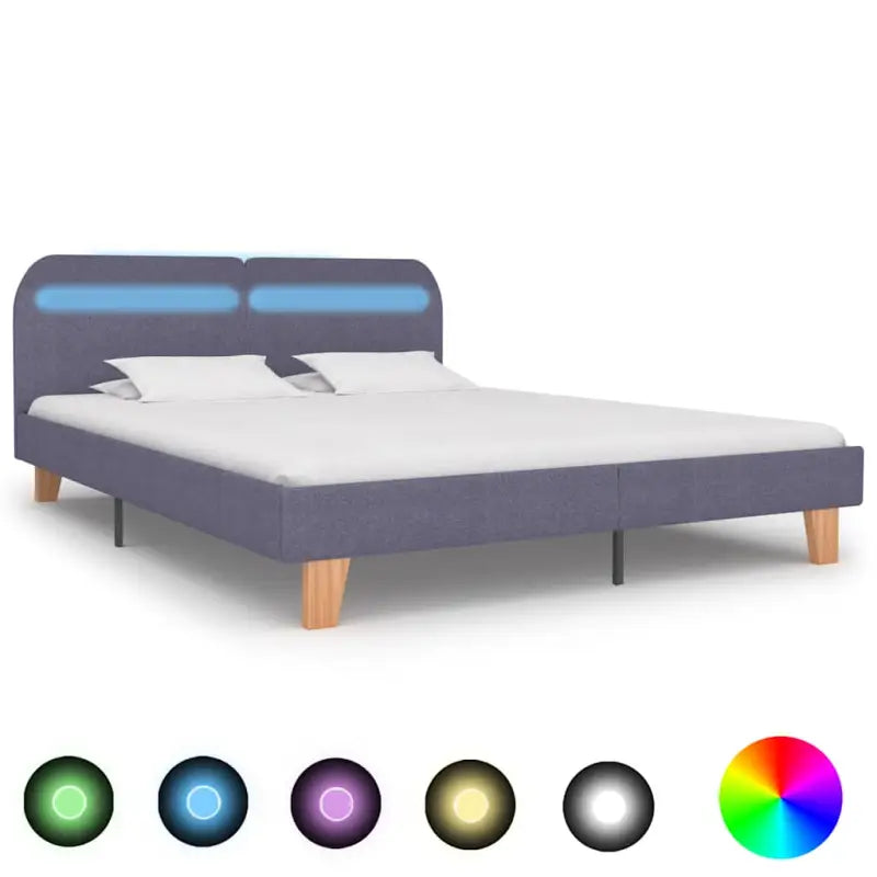 Klassiek bedframe met houten poten en kleurrijke LED-verlichting - Lichtgrijs / 150 x 200 cm - Bedden & bedframes