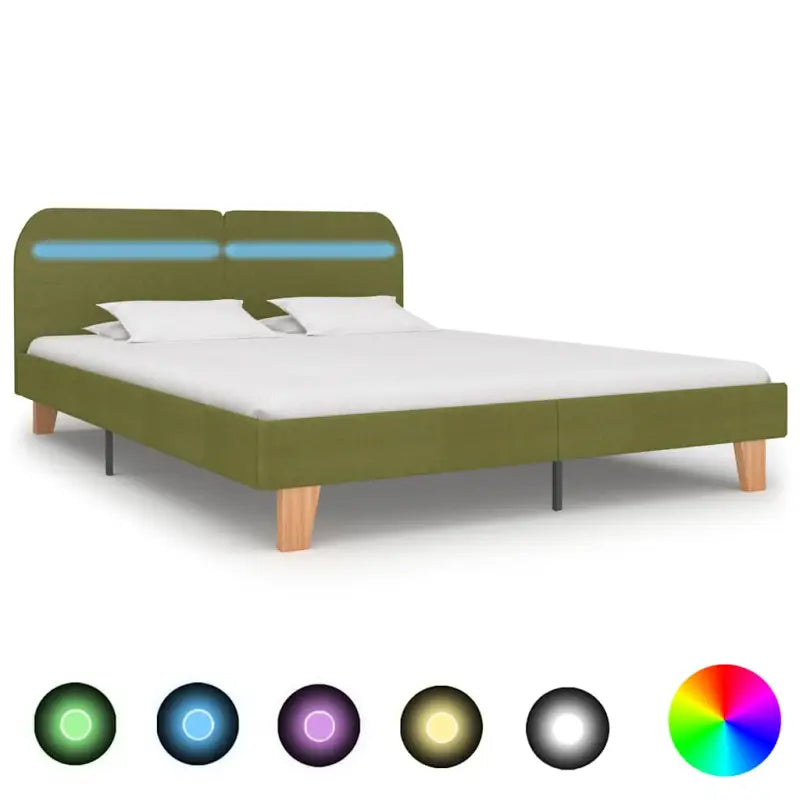 Klassiek bedframe met houten poten en kleurrijke LED-verlichting - Groen / 150 x 200 cm - Bedden & bedframes